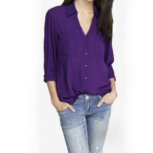 Express Portofino Purple Button Down Shirt - Small